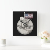 アメリカ国旗で小さな男の子の下の国 スクエア壁時計 (ホーム)