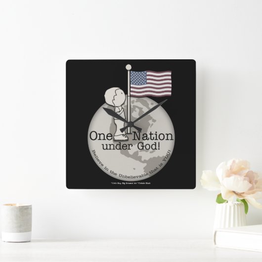 アメリカ国旗で小さな男の子の下の国 スクエア壁時計 (ホーム)