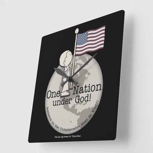 アメリカ国旗で小さな男の子の下の国 スクエア壁時計 (傾斜)