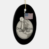 アメリカ国旗で小さな男の子の下の国 セラミックオーナメント (右)
