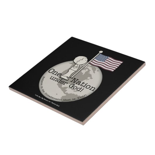 アメリカ国旗で小さな男の子の下の国 タイル (側面)