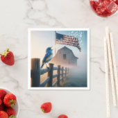 アメリカ国旗で歌うブルーバード スタンダードカクテルナプキン (インサイチュ)