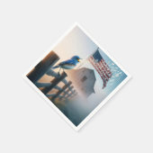 アメリカ国旗で歌うブルーバード スタンダードカクテルナプキン (角)