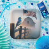 アメリカ国旗で歌うブルーバード ペーパープレート (パーティー)