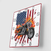 アメリカ国旗で燃えた自転車 スクエア壁時計 (傾斜)