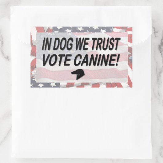 アメリカ国旗で犬を投票 長方形シール (バッグ)