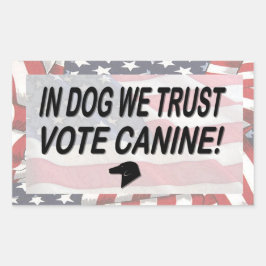 アメリカ国旗で犬を投票 長方形シール
