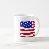 アメリカ国旗で紋章のあるストライプ国 コーヒーマグカップ (正面右)