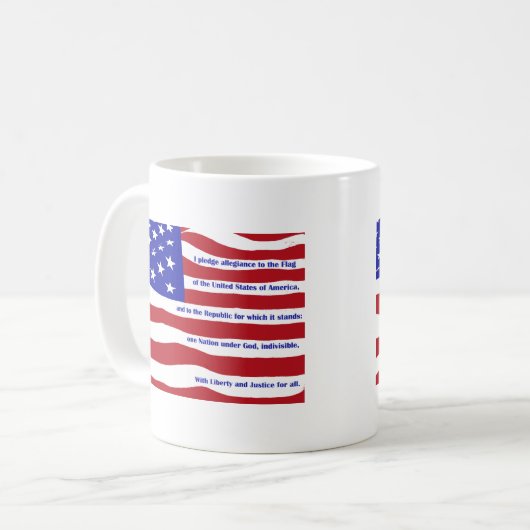 アメリカ国旗で紋章のあるストライプ国 コーヒーマグカップ (正面左)