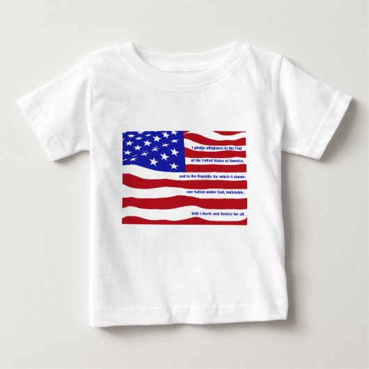 アメリカ国旗で紋章のあるストライプ国 ベビーTシャツ (正面)