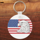 アメリカ国旗で舞うワシ キーホルダー (正面)