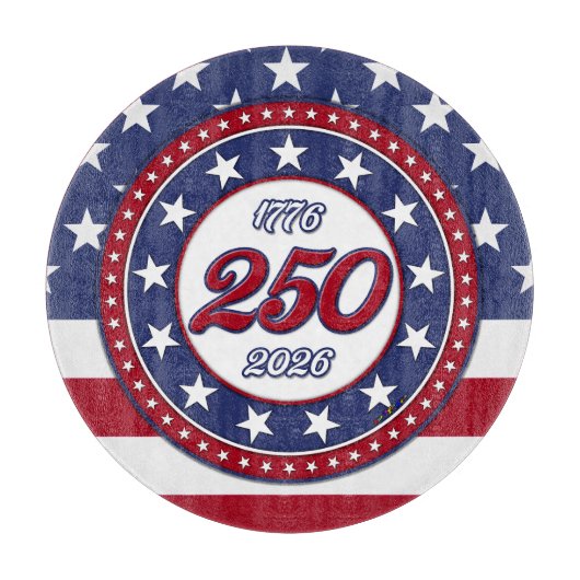 アメリカ国旗とともに祝うアメリカ生誕250年 カッティングボード (正面)