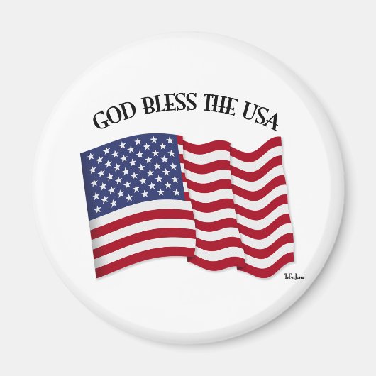 アメリカ国旗とともに神の祝福をアメリカに マグネット (正面)