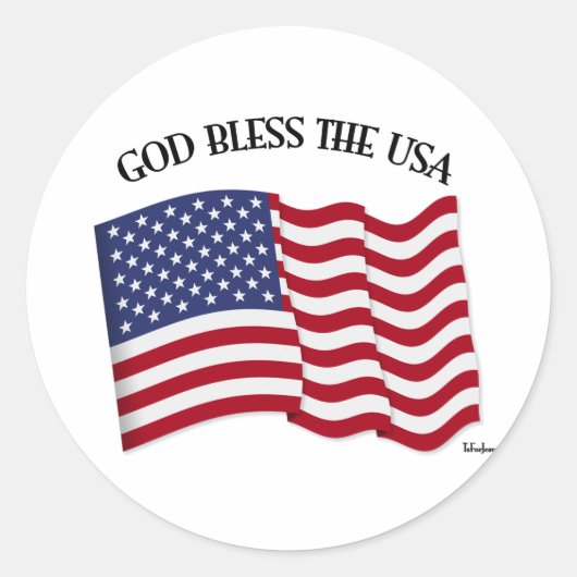 アメリカ国旗とともに神の祝福をアメリカに ラウンドシール (正面)