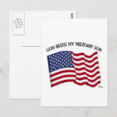アメリカ国旗とともに「GOD BLESS MY MILITARY SON」 ポストカード (正面/裏面)