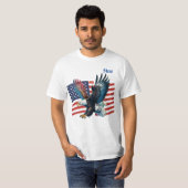 アメリカ国旗とアメリカンホークのメンズ Tシャツ (正面フル)