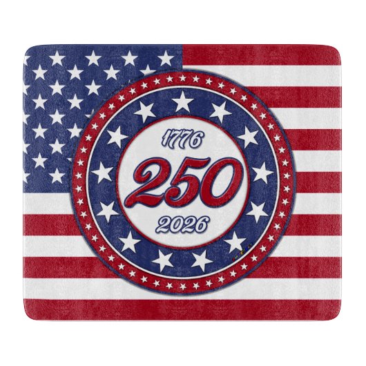 アメリカ国旗とアメリカ生誕250周年 カッティングボード (正面)