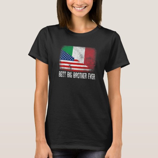 アメリカ国旗とイタリア最高の国旗Big Brother Ever F Tシャツ (正面)
