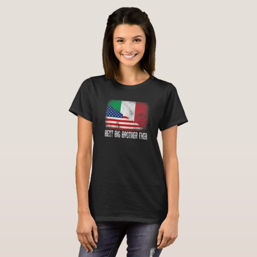 アメリカ国旗とイタリア最高の国旗Big Brother Ever F Tシャツ (正面フル)