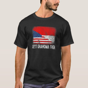 アメリカ国旗とインドネシア最高の国旗おばあちゃんF Tシャツ