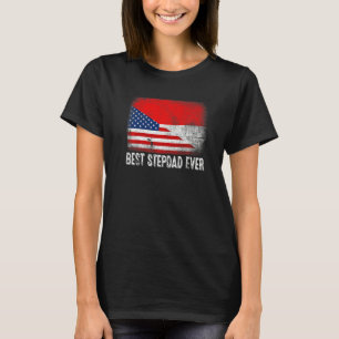 アメリカ国旗とインドネシア最高の国旗Stepdad Ever F Tシャツ