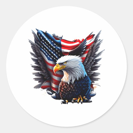 アメリカ国旗とイーグルグラフィック ラウンドシール (正面)
