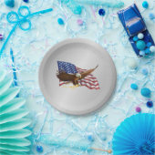 アメリカ国旗とイーグルシルバー ペーパープレート (パーティー)