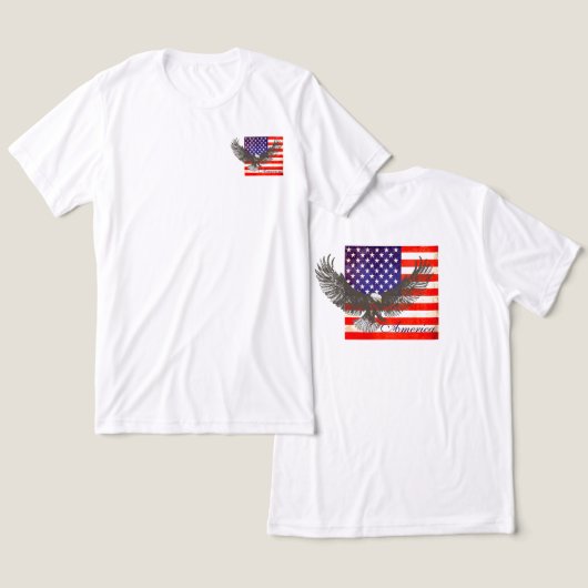 アメリカ国旗とイーグルラインアートアメリカーナTシャツ トライブレンドTシャツ (デザイン正面&裏面)