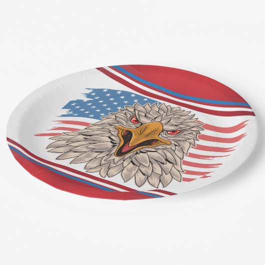 アメリカ国旗とイーグル紙プレート ペーパープレート (アングル)