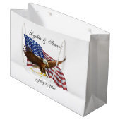 アメリカ国旗とイーグル結婚ーズ ラージペーパーバッグ (正面アングル)