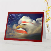 アメリカ国旗とイーグル退役軍人のデイカード カード (黄色い花)