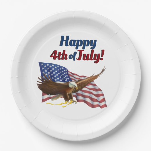 アメリカ国旗とイーグル7月4日 ペーパープレート (正面)
