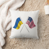 アメリカ国旗とウクライナ国旗 クッション (ブランケット)
