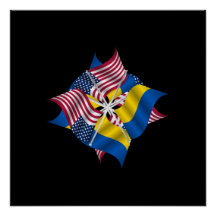 アメリカ国旗とウクライナ国旗