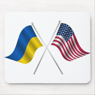 アメリカ国旗とウクライナ国旗 マウスパッド