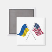アメリカ国旗とウクライナ国旗 マグネット (正面/裏面)
