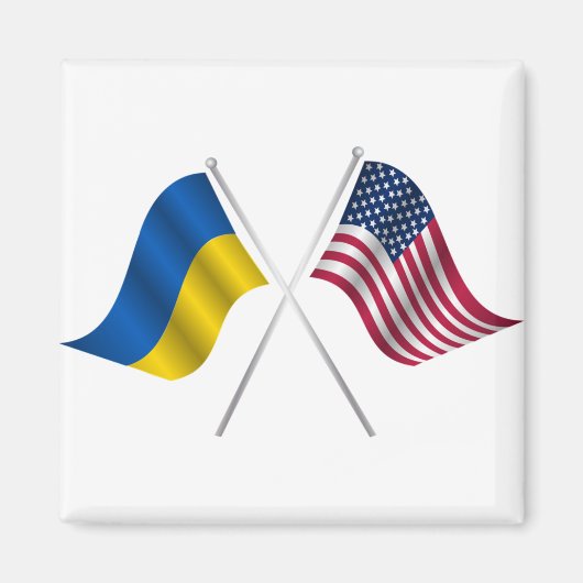 アメリカ国旗とウクライナ国旗 マグネット (正面)