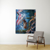 アメリカ国旗とエルクのタペストリー タペストリー (インサイチュ)