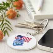 アメリカ国旗とオオカミ キーホルダー (正面右)