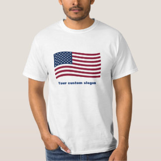 アメリカ国旗とカスタムスローガン Tシャツ