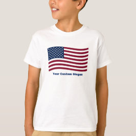 アメリカ国旗とカスタムスローガン Tシャツ