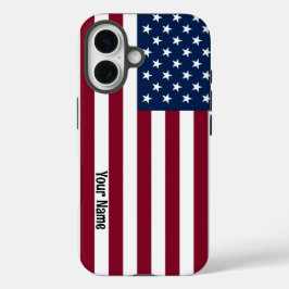アメリカ国旗とカスタムテキスト iPhone 16ケース