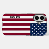 アメリカ国旗とカスタムテキスト Case-Mate iPhoneケース (裏面 (横))