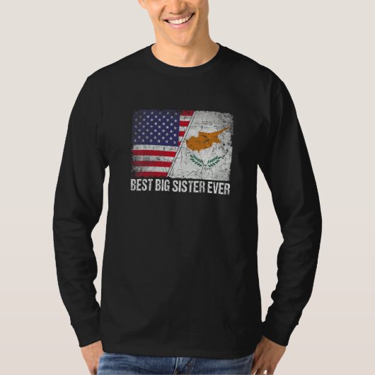 アメリカ国旗とキプロス最高の国旗Big Sister Ever F Tシャツ (正面)