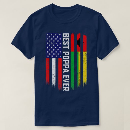 アメリカ国旗とギニアビサウ最高の国旗のエバー Tシャツ (デザイン正面)