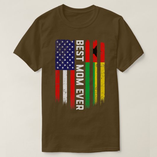 アメリカ国旗とギニアビサウ最高の国旗の母 Tシャツ (デザイン正面)