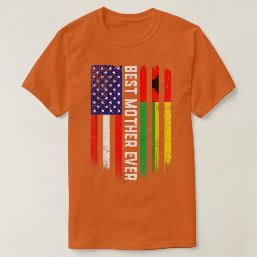 アメリカ国旗とギニアビサウ最高の国旗マザー・エバー Tシャツ (デザイン正面)