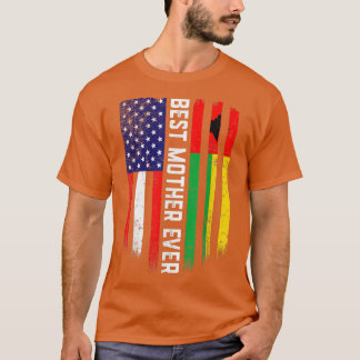 アメリカ国旗とギニアビサウ最高の国旗マザー・エバー Tシャツ