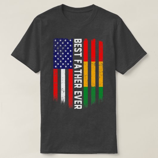 アメリカ国旗とギニア国旗の父最高のが今まで Tシャツ (デザイン正面)