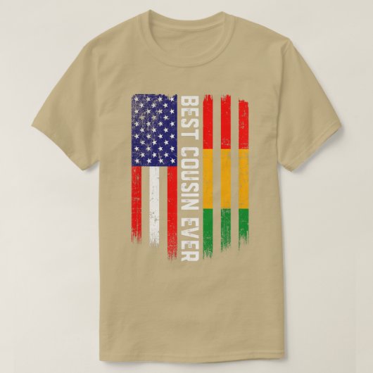 アメリカ国旗とギニア最高の国旗のいとこまで Tシャツ (デザイン正面)
